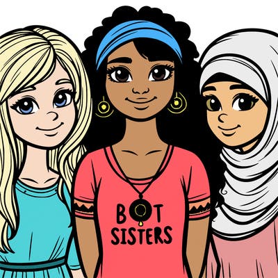 three sisters with a best sisters necklace