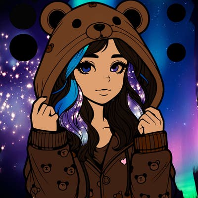 realistic girl in a animal pjs hoodie