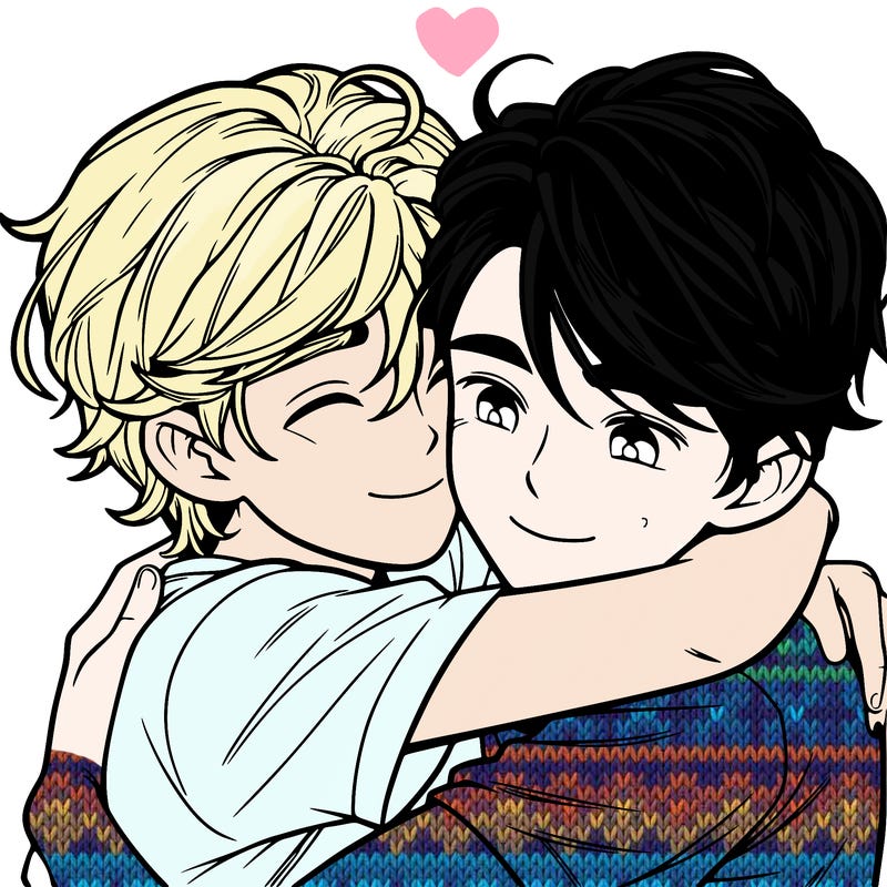 two realistic boys hugging