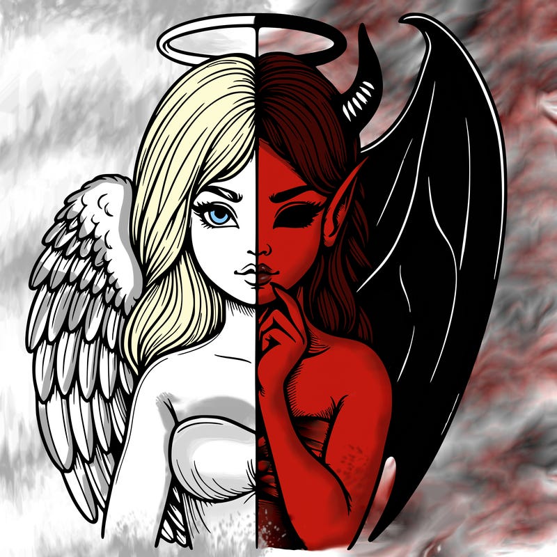 realistic angel half demon