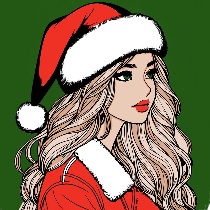 realistic girl in santa hat