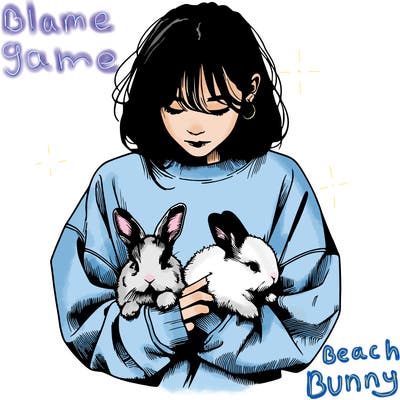 realistic girl with messy bunny baggy sweatshirt and holding bunnies