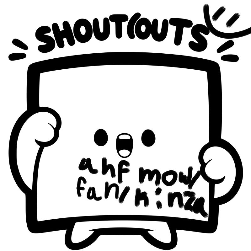 blank canvas that says above it shoutouts