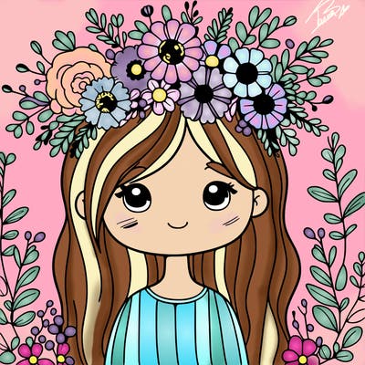 girl with flowers crown