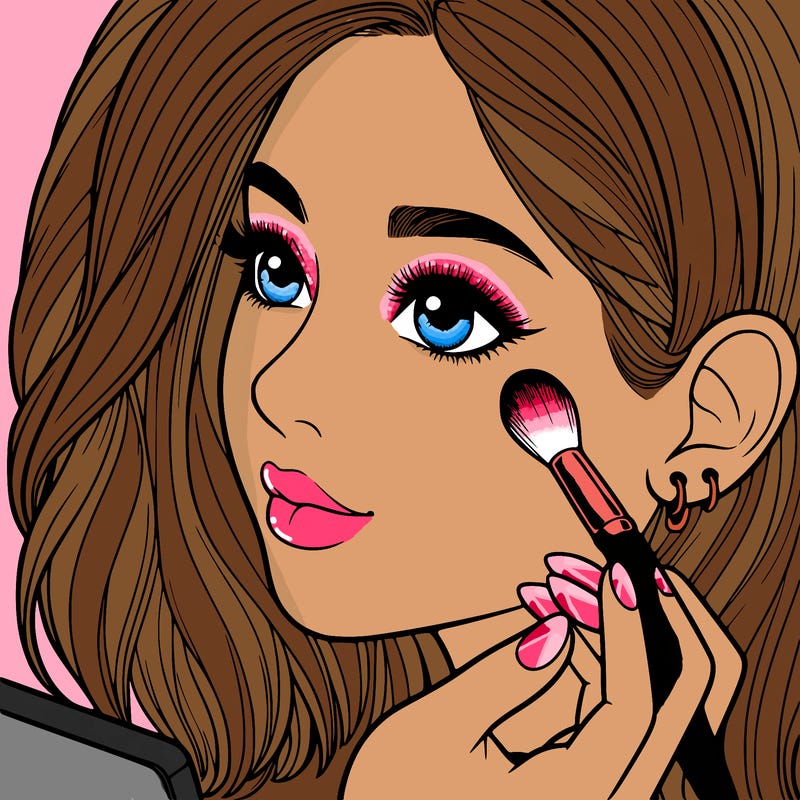 a realistic girl doing her makeup