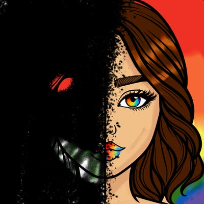 realistic girl split half