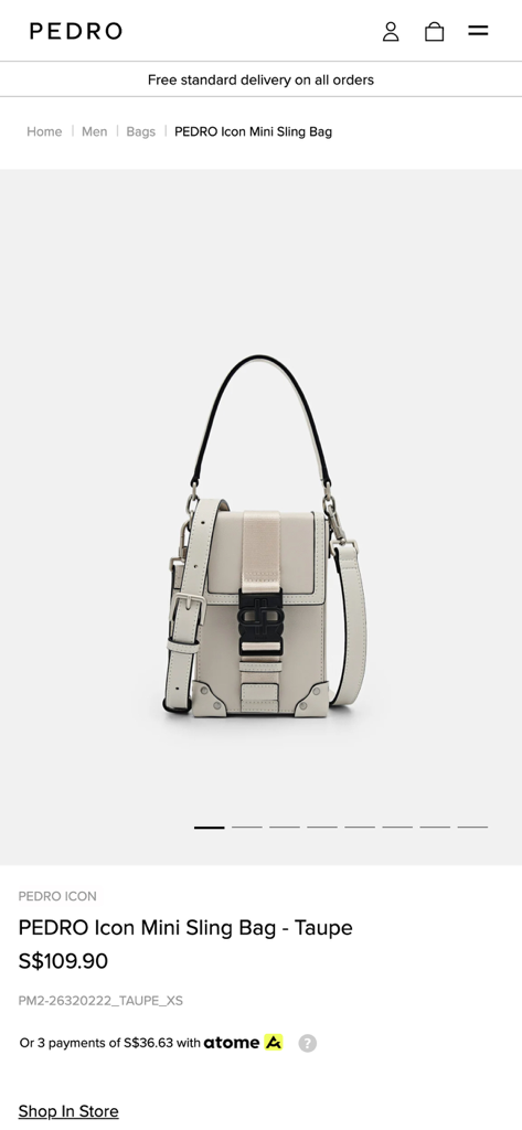 PEDRO - PEDRO Icon Mini Sling Bag in taupe on a mobile product page