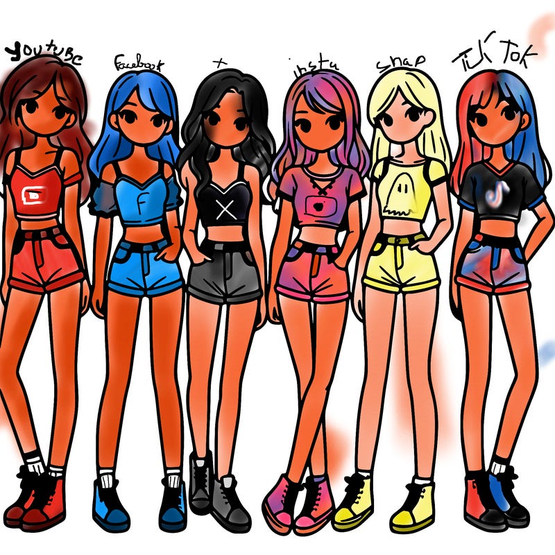 a group of girls wearing crop tops and shorts
