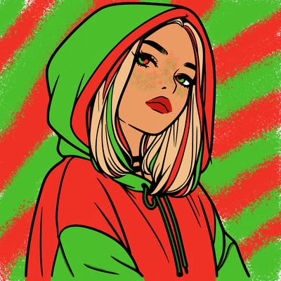 a realistic girl in a hoodie