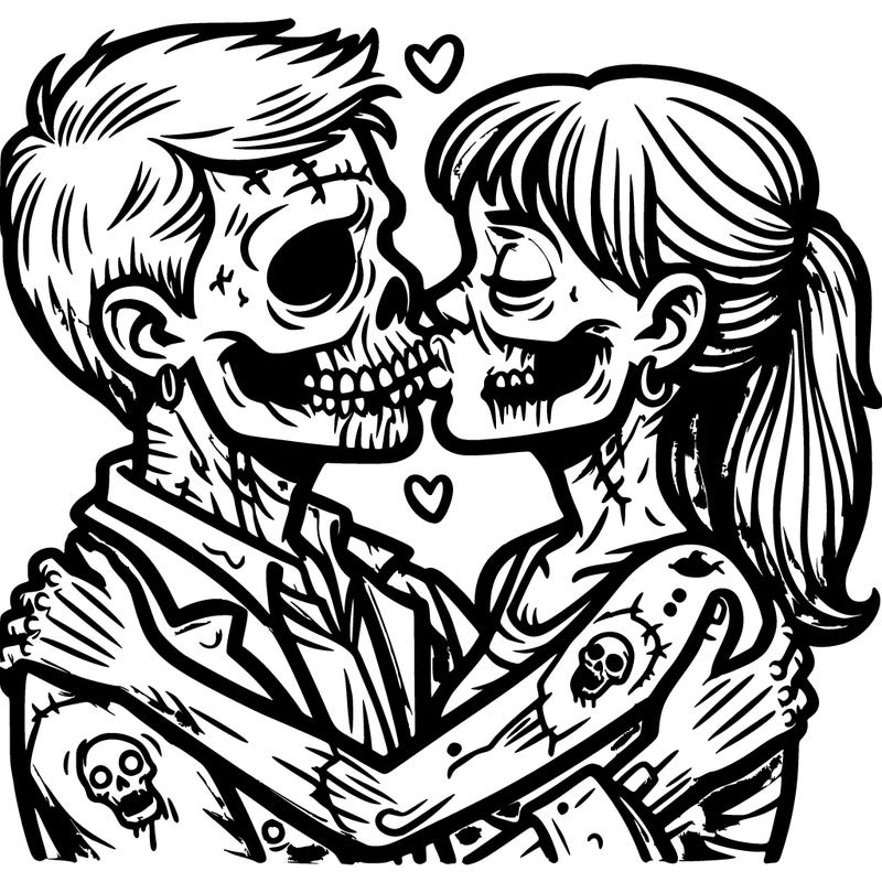 zombie couple kissing