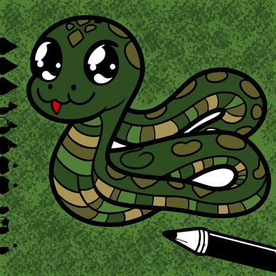 devasal bir yılan olsun piton yılanı çok havalı dursun ve anime tarzı olsun