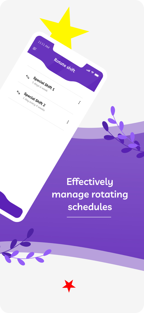 A mobile screen showing how to effectively manage rotating work schedules in the ShiftCal app.