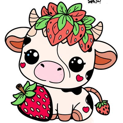 cute strawberry cow