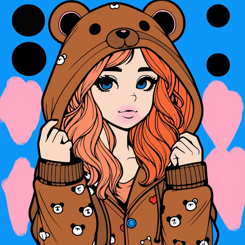 realistic girl in a animal pjs hoodie