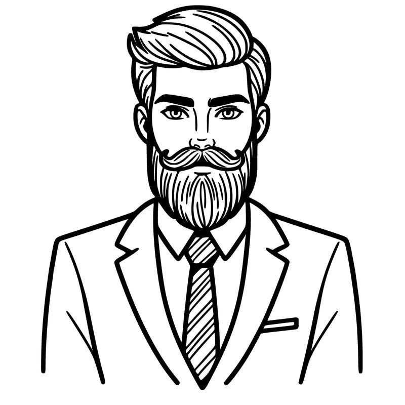 bearded man in suit