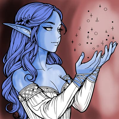 realistic elf girl doing magic