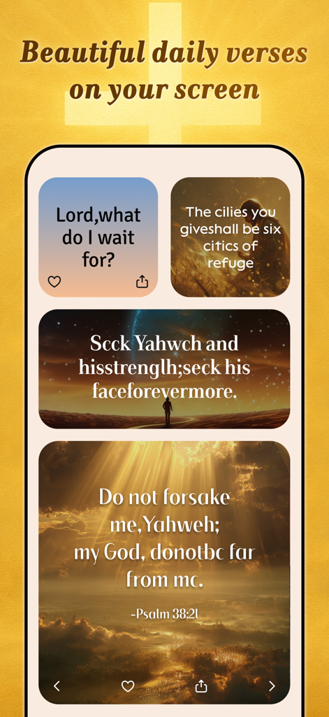 Daily Bible Verses:Home Widget - Ästhetische Bibelvers-Widgets auf einem Smartphone-Bildschirm mit landschaftlichen Hintergründen.