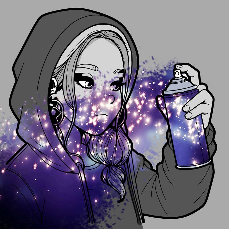 a realistic girl, spray painting