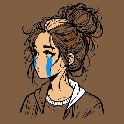 realistic teenage girl with a messy bun