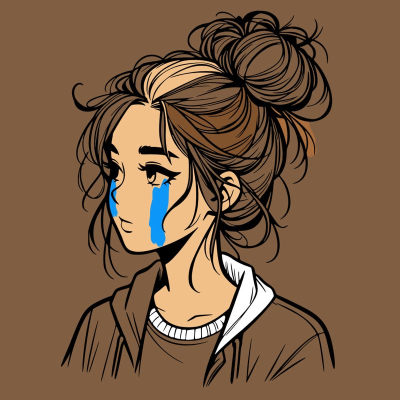 realistic teenage girl with a messy bun