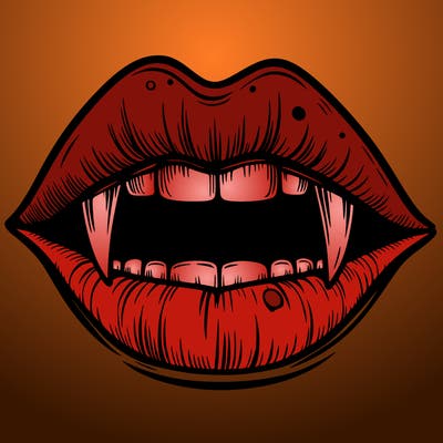 lips with vampire teeth