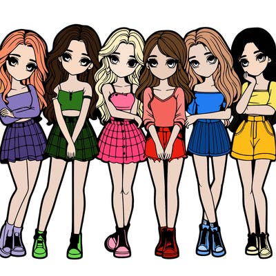 a group of girls realistic