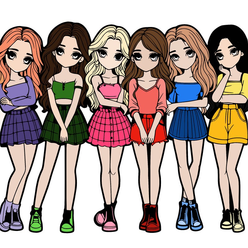 a group of girls realistic