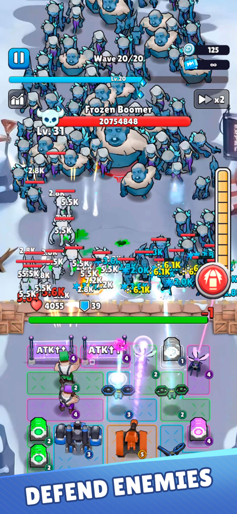 Undead Siege - A screenshot of Undead Siege showing a zombie wave defense and inventory management grid.