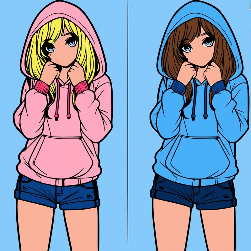 realistic girl in shorts and hoodie