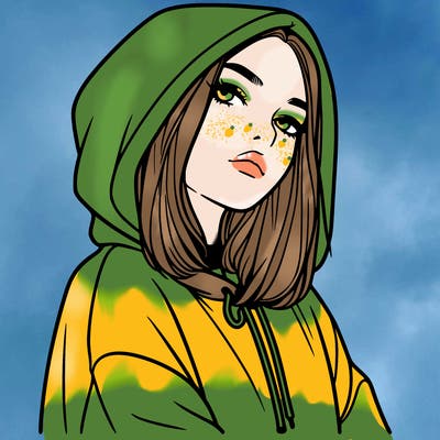 a realistic girl in a hoodie