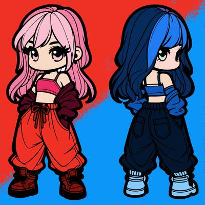 girl in crop top and baggy pants