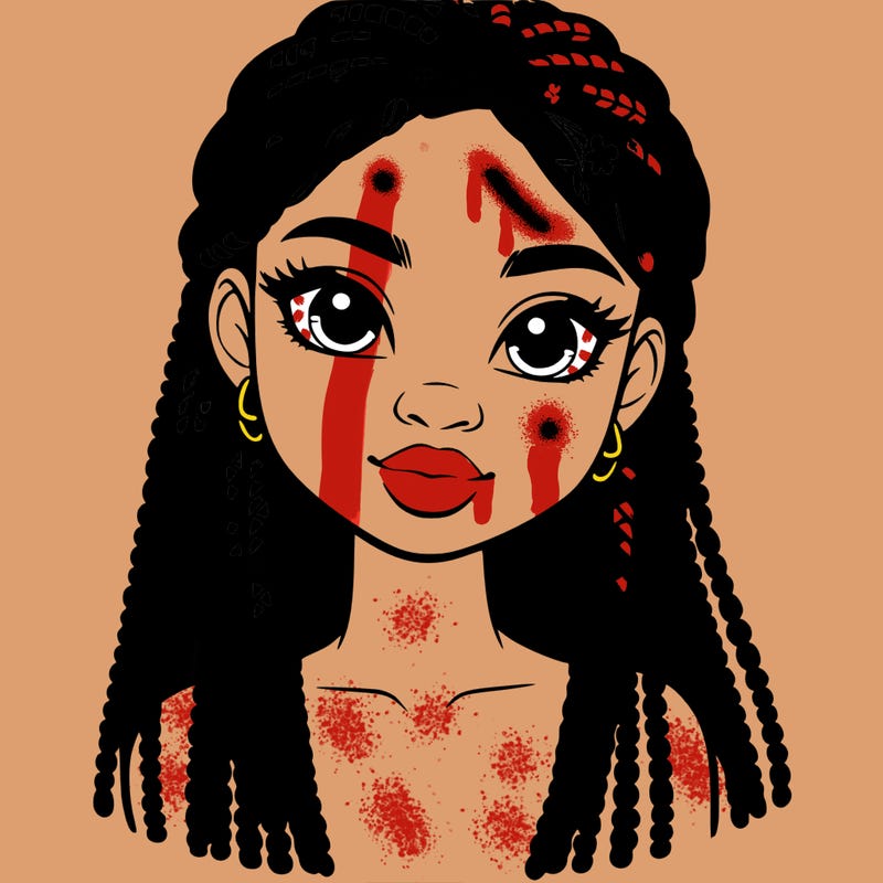 a realistic black girl with braids