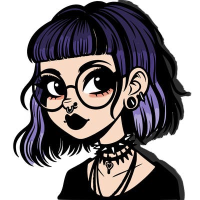 gothic girl with a mullet and glasses