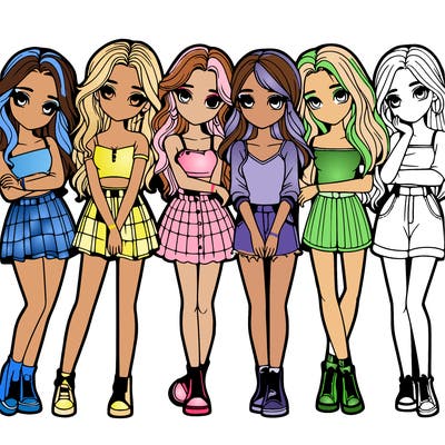 a group of girls realistic