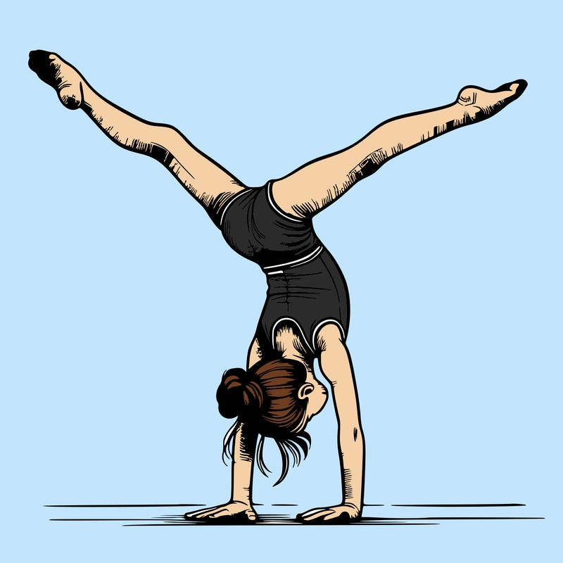 realistic gymnastic hand stand girl in four splits