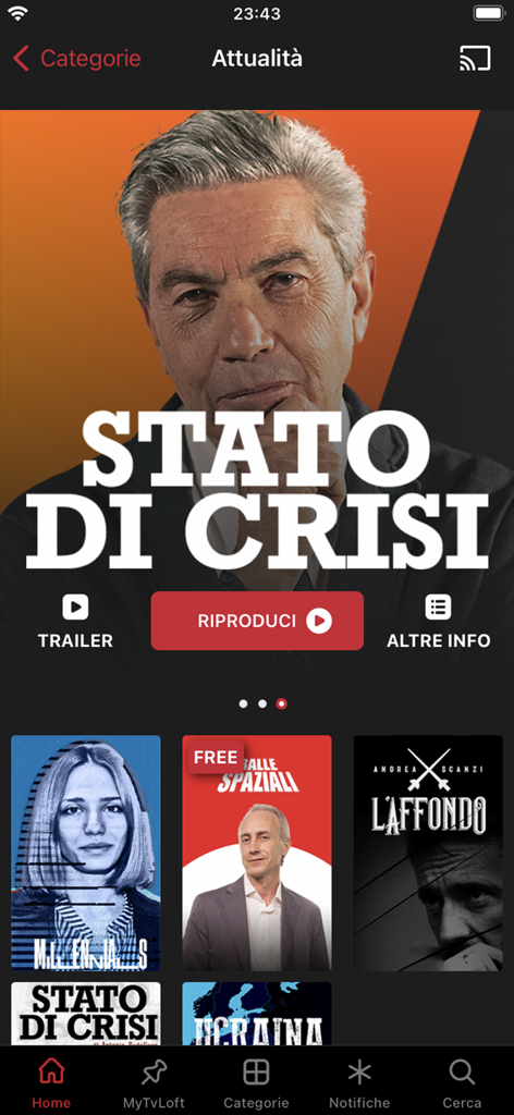 TvLoft - TvLoft mobile app interface showing investigative journalism and documentary programs