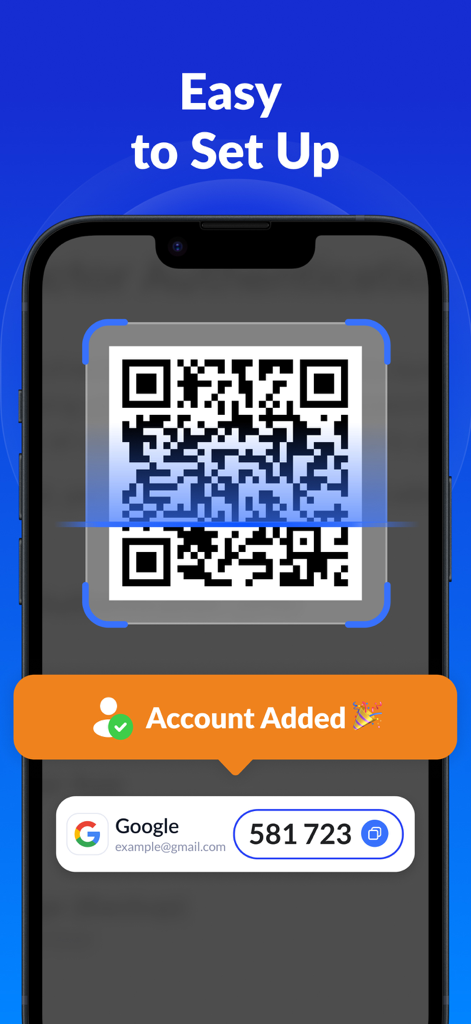 The SafeAuth authenticator app interface showing how to scan a QR code for easy 2FA setup.