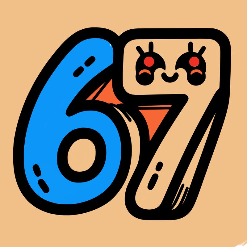 the numbers 67