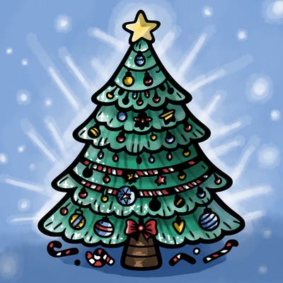 christmas tree with lots of details