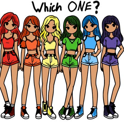 a group of girls wearing crop tops and shorts
