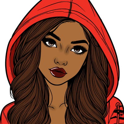 realistic beautiful girl with a hood on