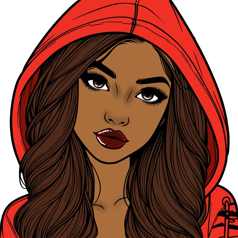 realistic beautiful girl with a hood on