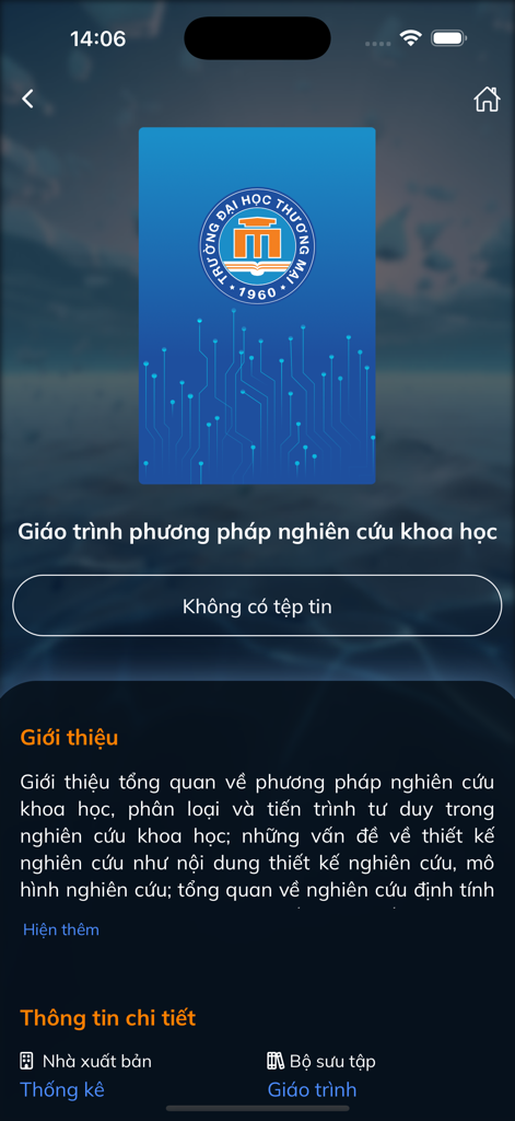 TMU DRM - A book information page in the TMU DRM library application.