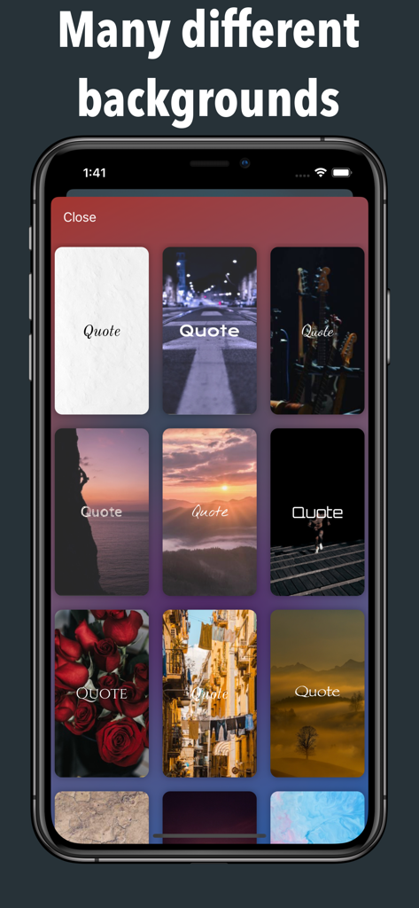Love Quotes - Daily Reminders - Uma seleção de vários temas de fundo estéticos para personalizar citações diárias no aplicativo.