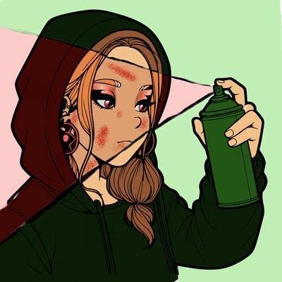 a realistic girl, spray painting