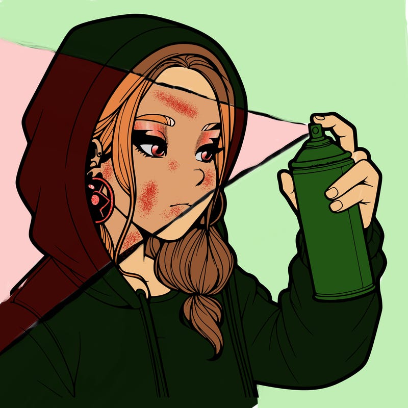 a realistic girl, spray painting