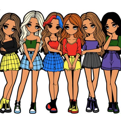 a group of girls realistic