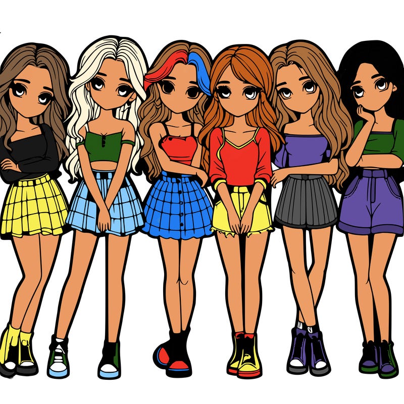 a group of girls realistic