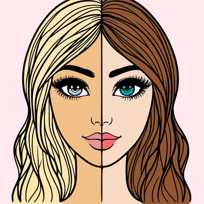 beautiful woman split face