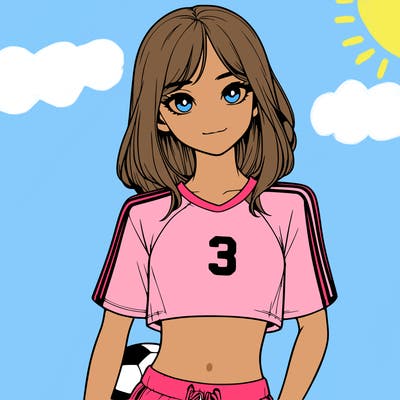 realistic girl wearing soccer jersey